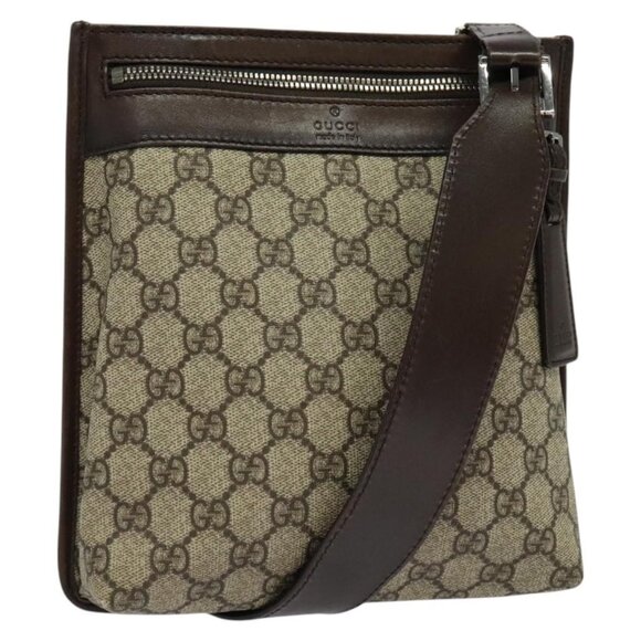 GUCCI GG Supreme Shoulder Bag PVC Beige Silver 92562 Auth yk19235 - Picture 1 of 16